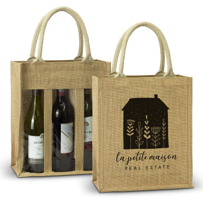 Serena Jute Triple Wine Carrier 122951
