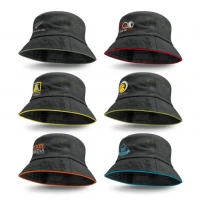 Promotional Bondi Premium Bucket Hat - Coloured Sandwich Trim | Hat: Black