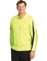 Mens TrueDry Hi-Vis Long Sleeve Polo with Reflective Piping SW33A