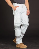 Mens White Safety Pants With Biomotion Tape Configuration WP18HV