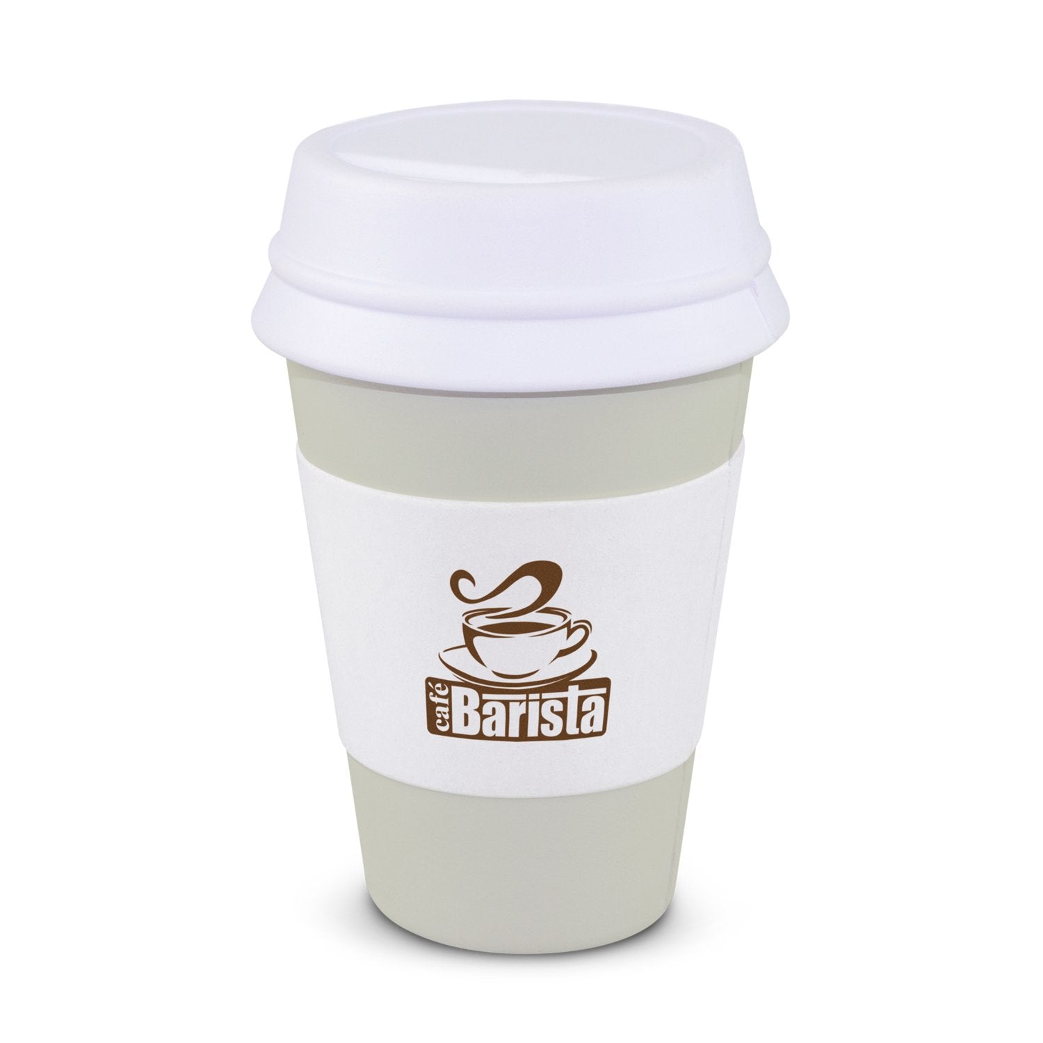 White/Grey Stress Coffee Cup With Logo | White/Grey