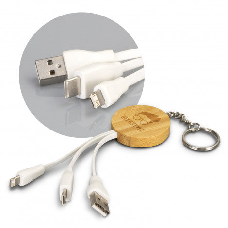 Bamboo Charging Cable Key Ring - Round 121411