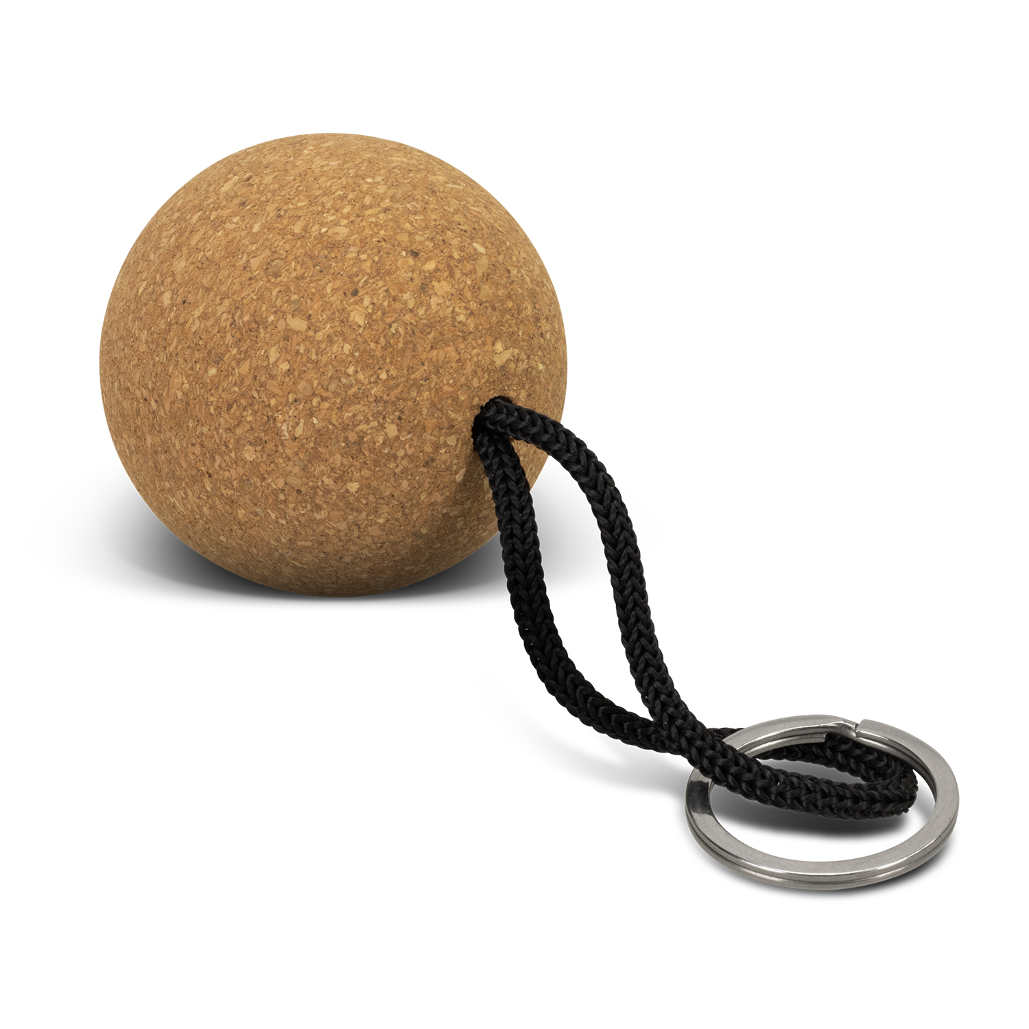 Cork Floating Key Ring - Round 126233 | Natural/Black