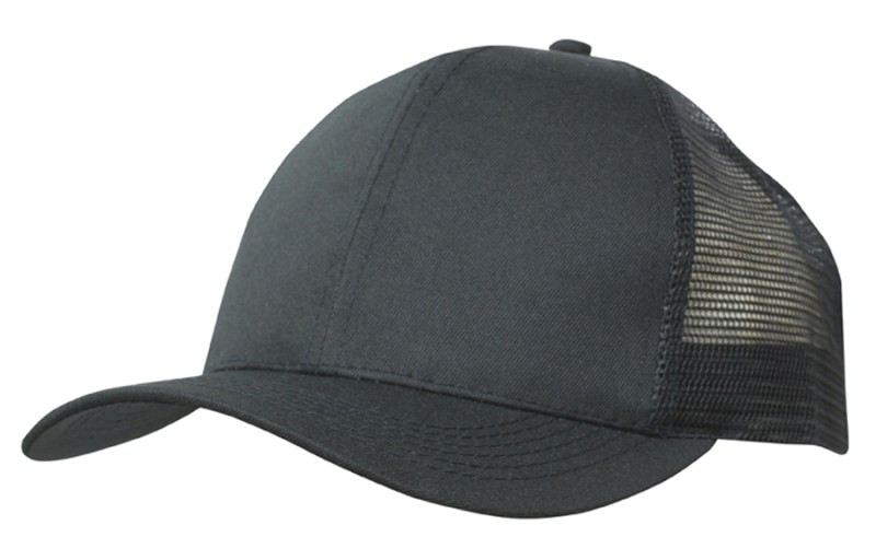 Recycled Breathable Poly Twill with Mesh Back Cap 3982 | Black