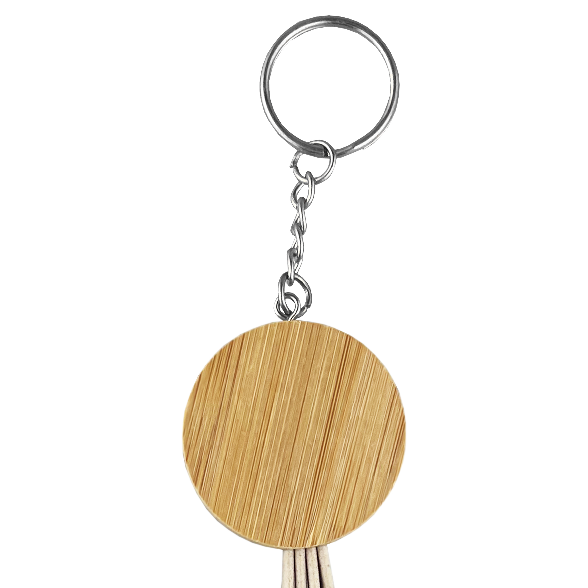 Round Bamboo Charging Cable Key Ring CC006 | Detail