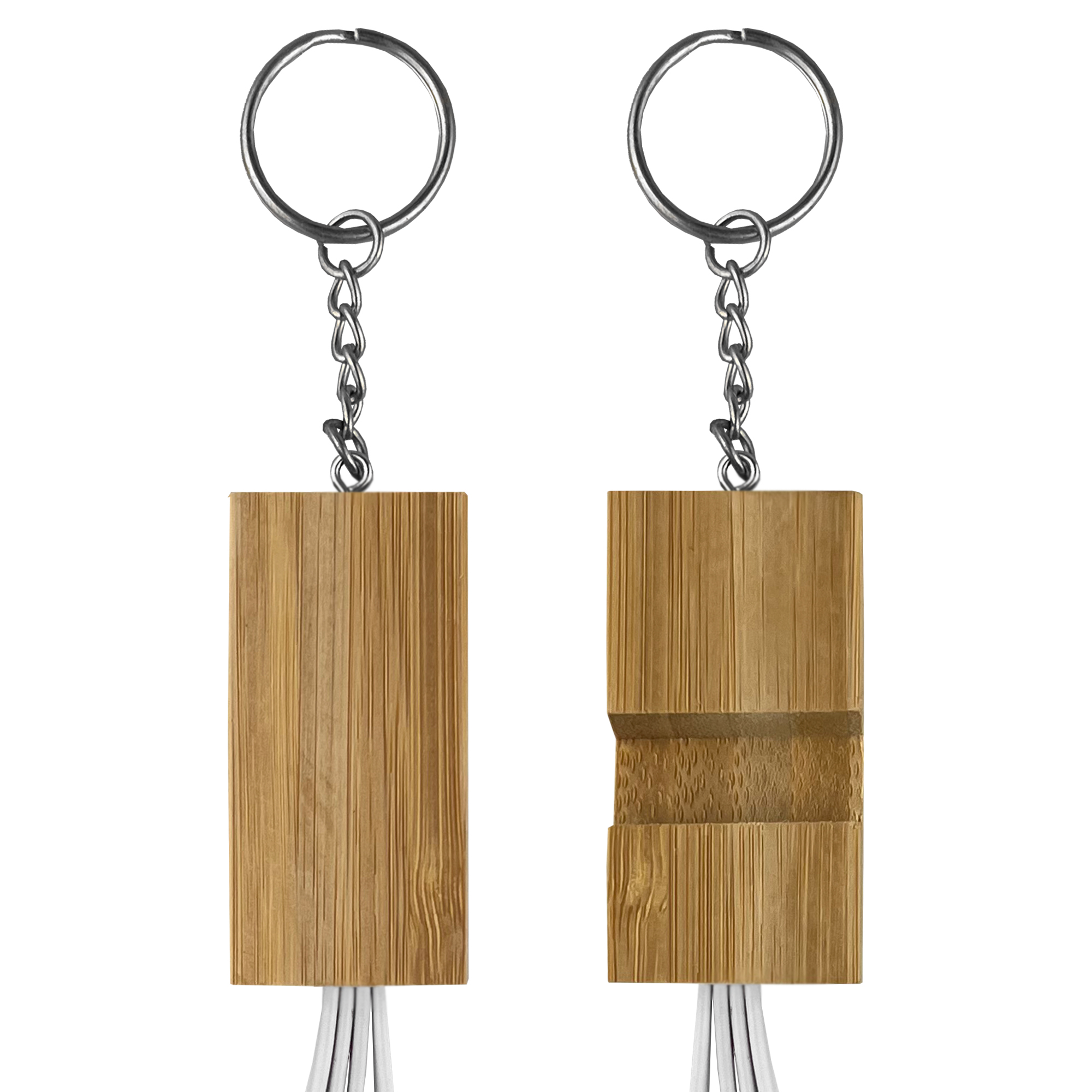 Phone Stand Bamboo Charging Cable Key Ring CC007 | Detail