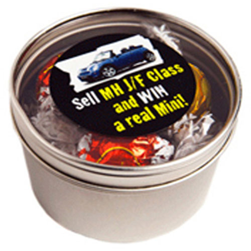 Small Round Window Tin with Lindt Balls CC049G
