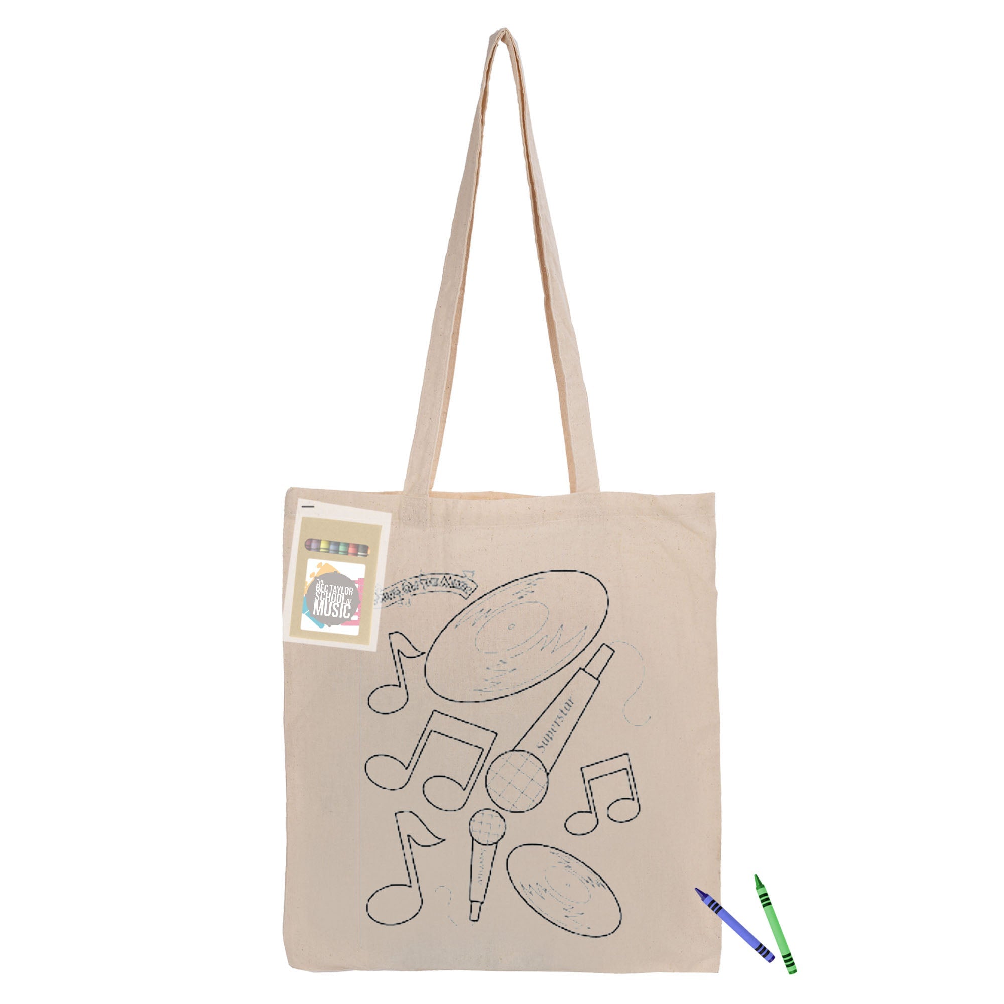 Colouring Long Handle Calico Shopper CCB009