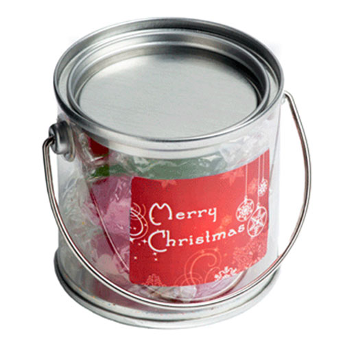 Small PVC Bucket filled with Christmas Twist Wrapped Boiled Lollies 120g CCX003G