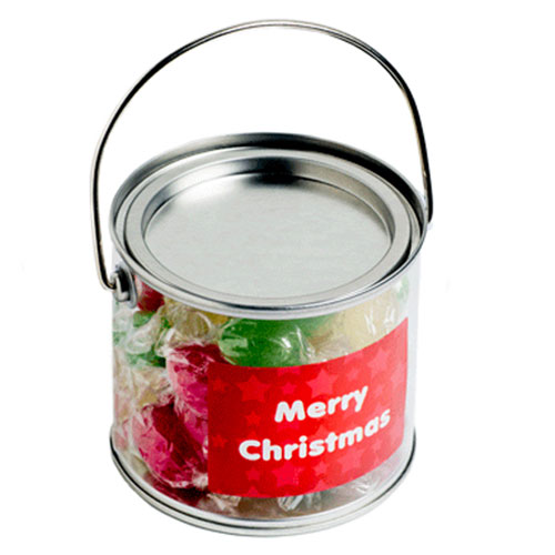 Medium PVC Bucket filled with Christmas Twist Wrapped Boiled Lollies CCX004J