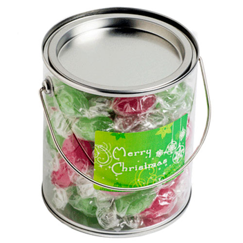 Big PVC Bucket filled with Christmas Twist Wrapped Boiled Lollies 550G CCX005K