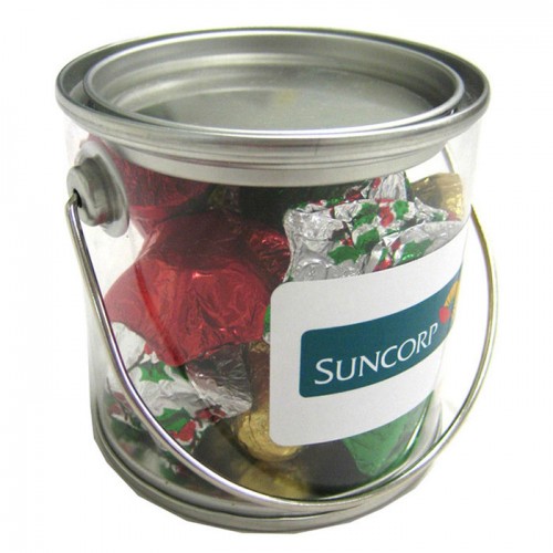 Small PVC Bucket filled with Christmas Chocolates 100g CCX015
