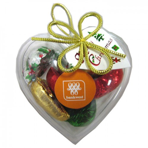 Acrylic Heart filled with Christmas Chocolates 65g CCX024