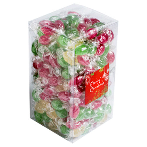 Big PVC Box filled with Christmas Twist Wrapped Boiled Lollies 2kg CCX058B