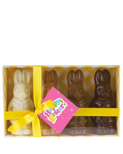 4 X Easter Bunnies Chocolate Gift Pack Customised With Sticker And Swing Tag CPEAS_4BUNN