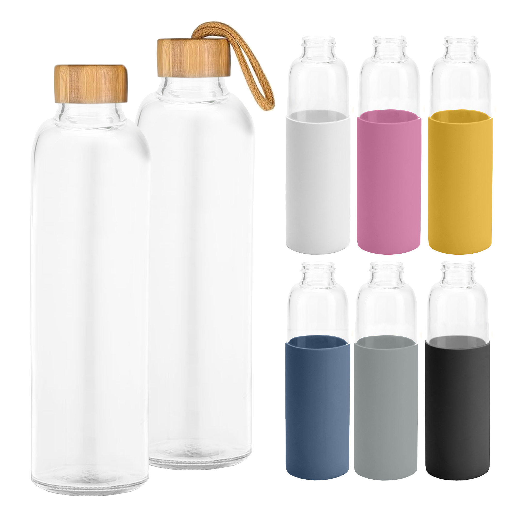 Honya Glass Drink Bottle with Sleeve DB031 | Main unBranded