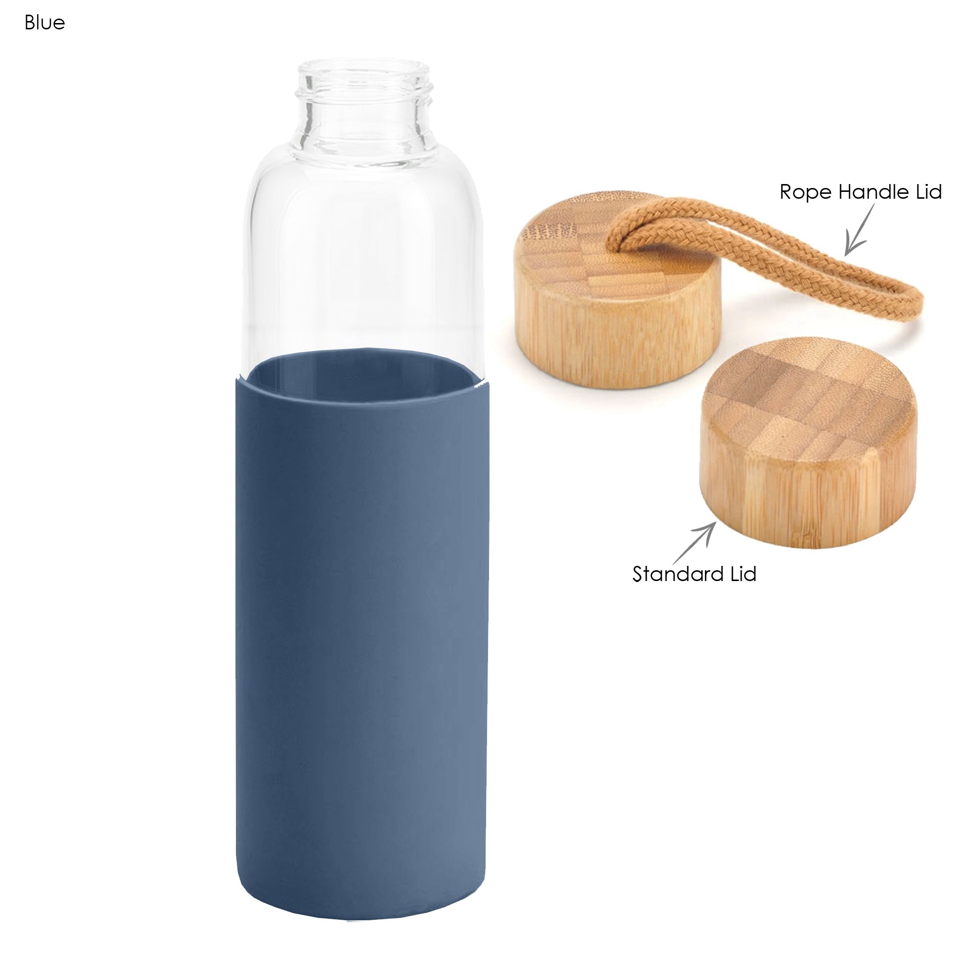 Honya Glass Drink Bottle with Sleeve DB031 | Blue