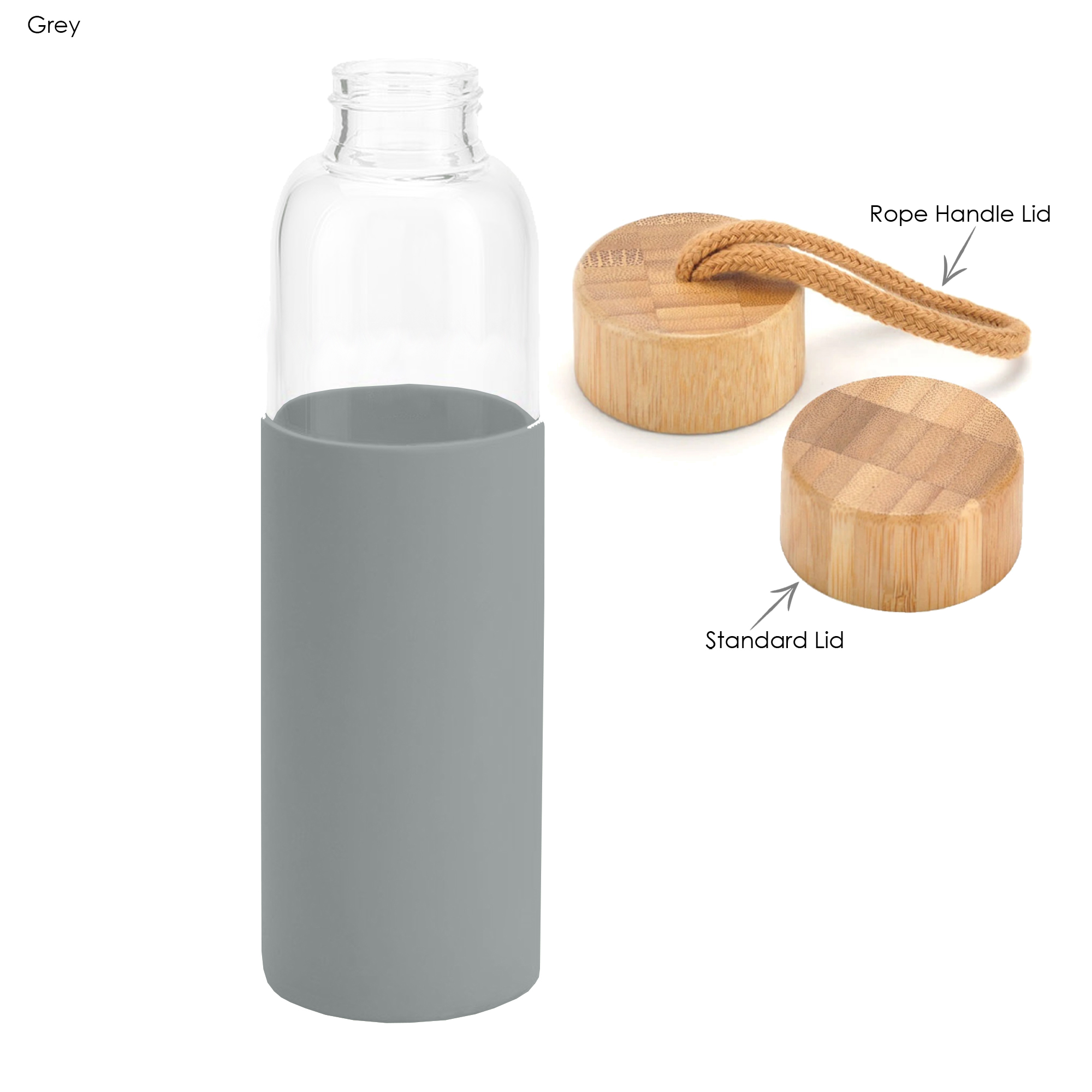 Honya Glass Drink Bottle with Sleeve DB031 | Grey