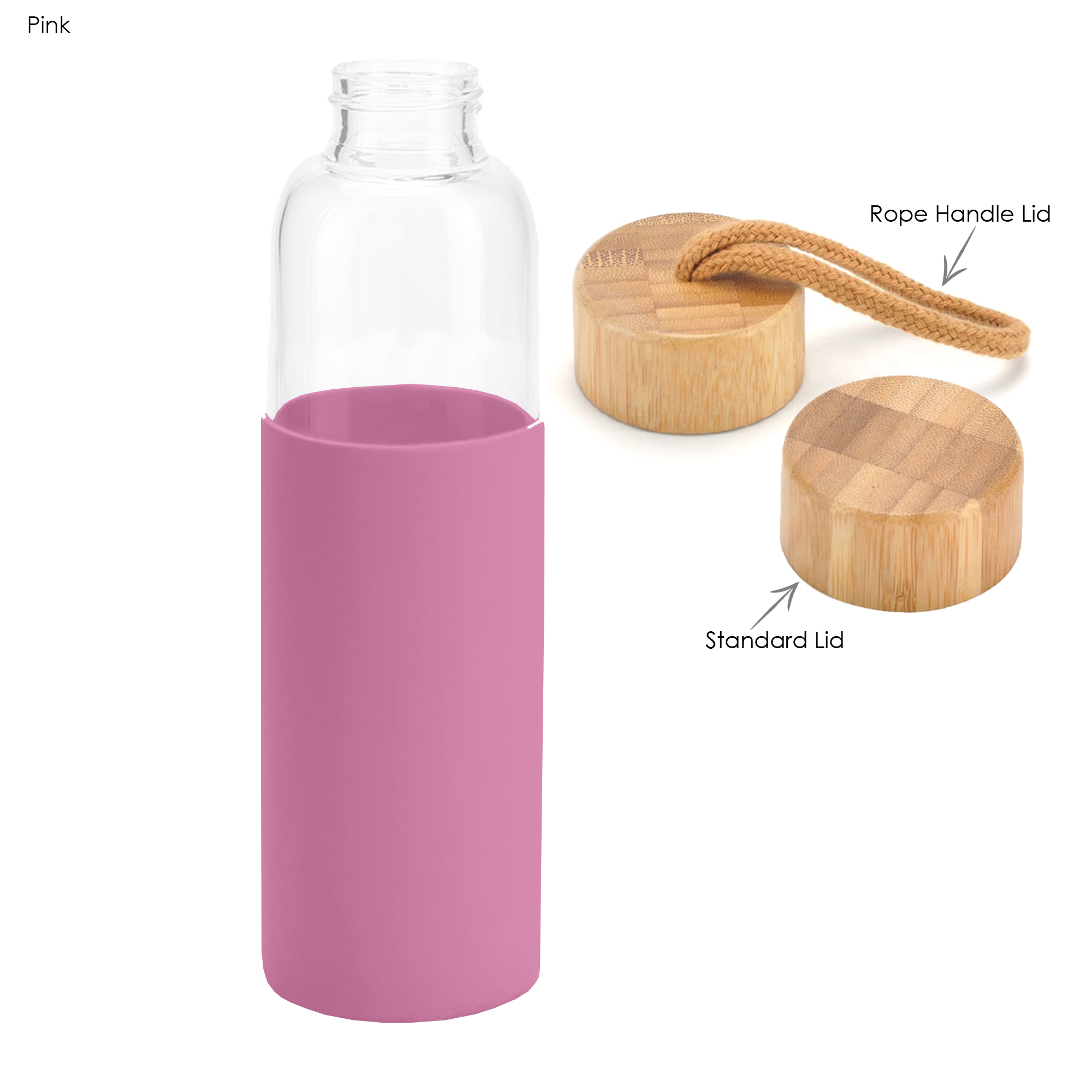 Honya Glass Drink Bottle with Sleeve DB031 | Pink