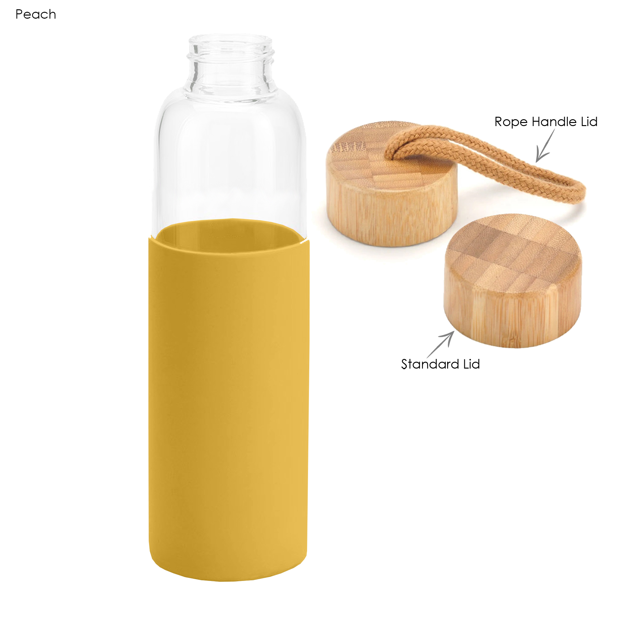 Honya Glass Drink Bottle with Sleeve DB031 | Peach