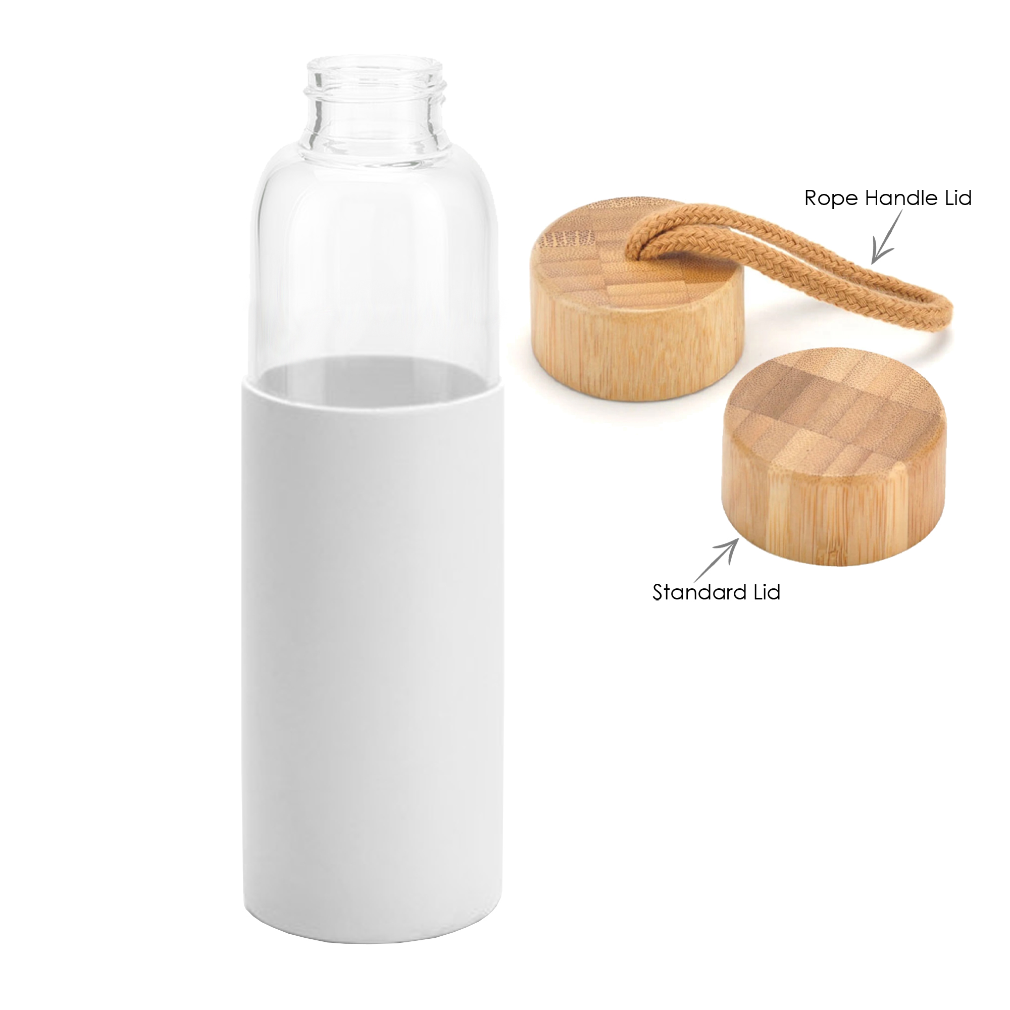 Honya Glass Drink Bottle with Sleeve DB031 | White