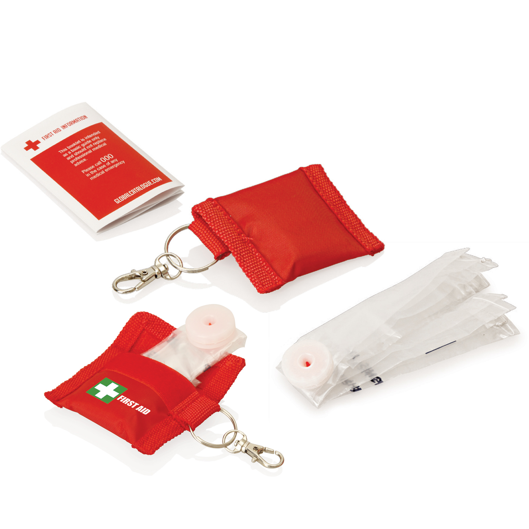 First Aid CPR Mask Keyring FA110 | Red