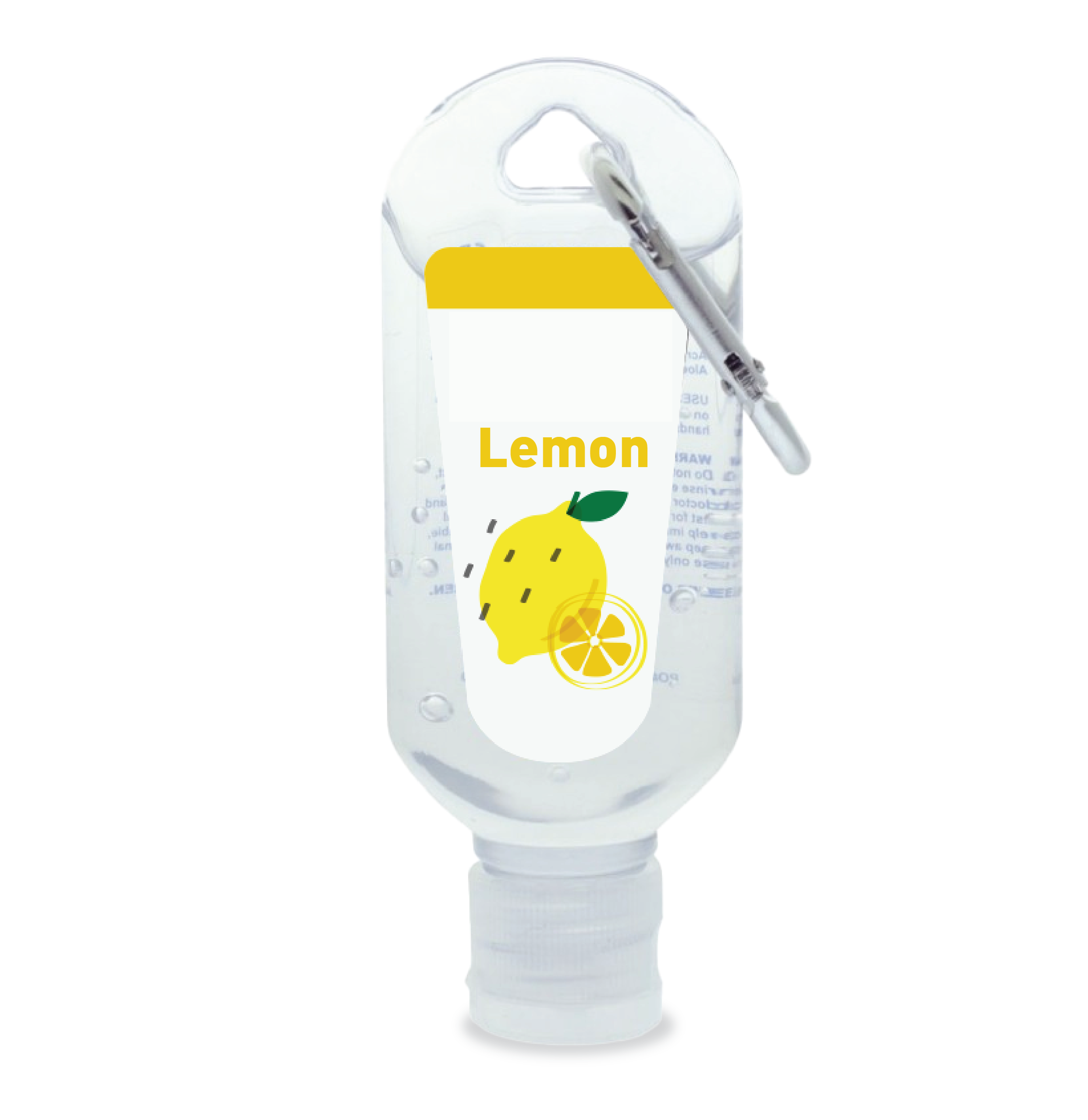 Lemon Scented 60mL Hand Sanitiser with Carabiner H312.Lemon