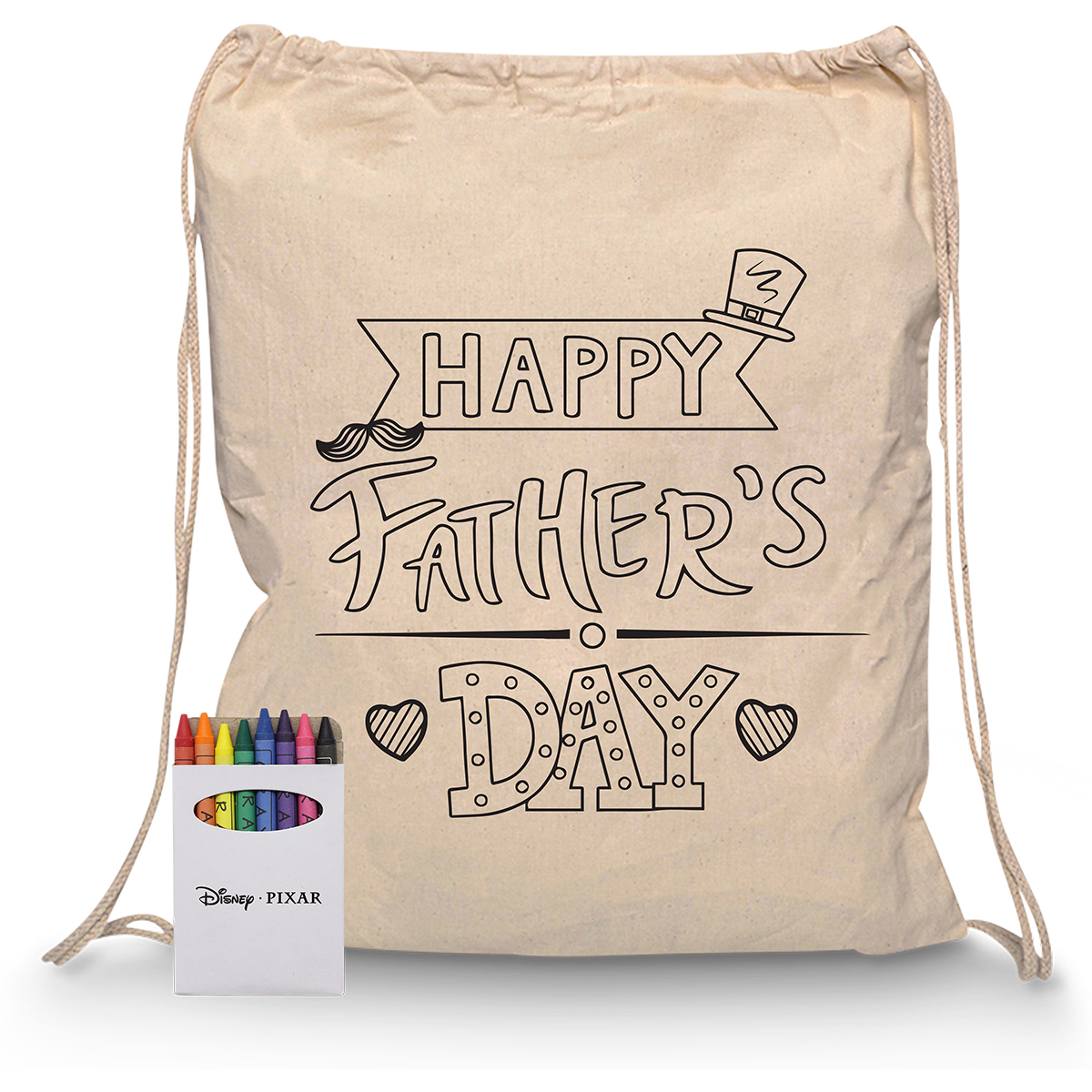 Squiggle Calico Drawstring Bag + Crayon set RB1020S | Natural