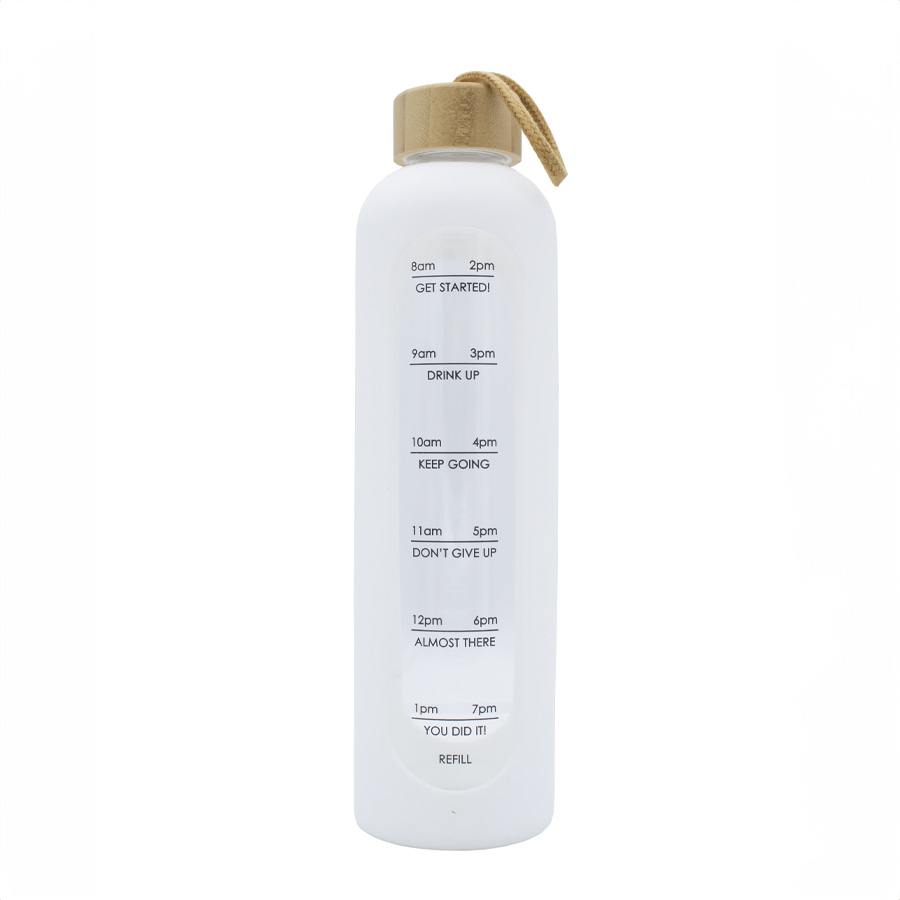 Arlo 1L Glass Water Bottle S990 | White