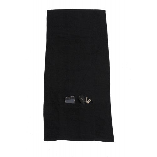 Black Sports Decorate Towel with pocket and Zip 