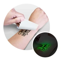 Printed Temporary Tattoo Glow in the Dark - 51mm x 51mm  | White